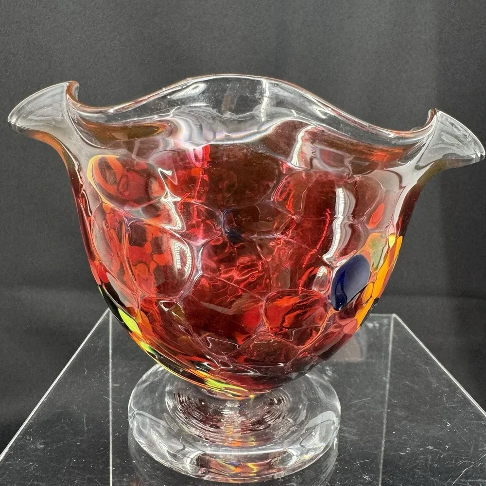 Mouth Blown Confetti‎ Glass Handmade Whimsical Candy Bowl 4